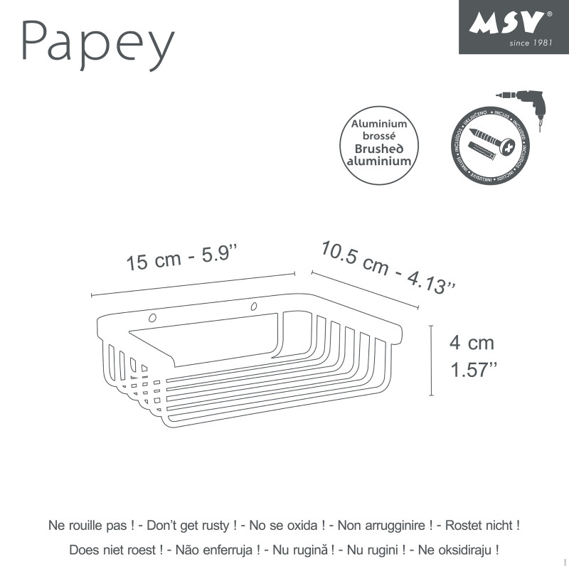 Etagère à  fixer PAPEY Alu MSV