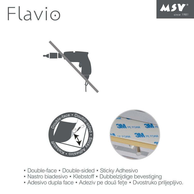 Double crochet mural FLAVIO bambou & acier MSV