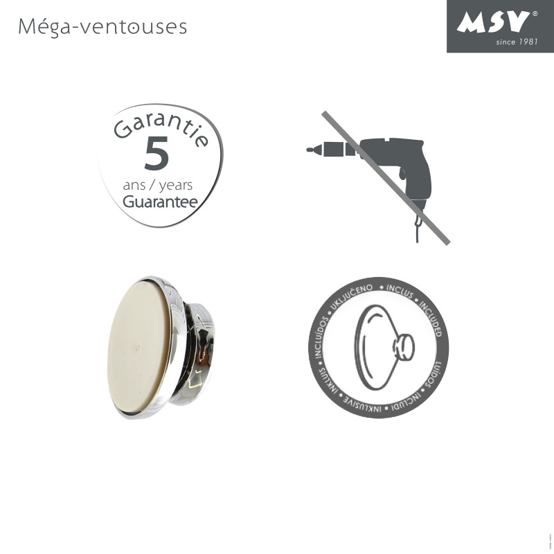 Soporte de pared para secador de pelo con ventosa MSV