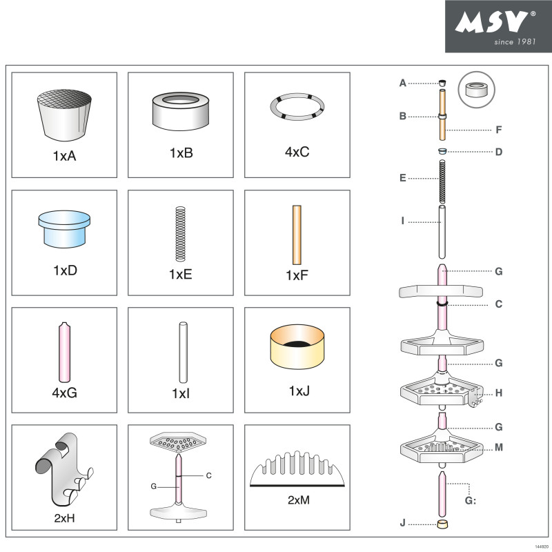 MSV Freistehendes Eck-Duschregal Weiß Teleskop 135-200cm