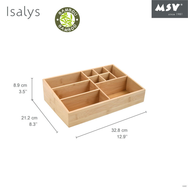 Organizer per trucchi in bambù 10 scomparti ISALYS Beige MSV