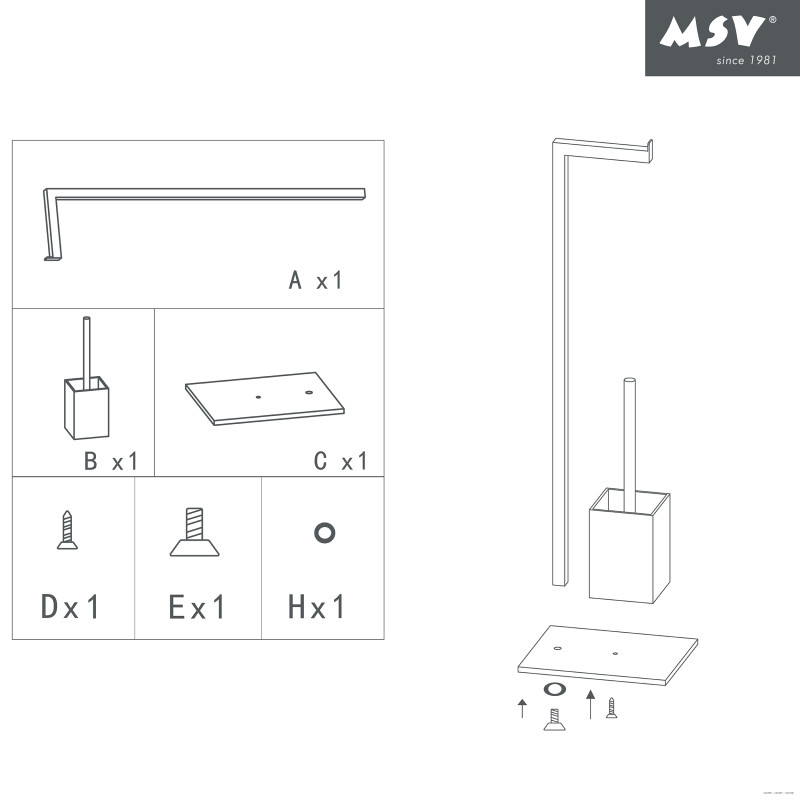Portarollos escobillero  Combinado Acero Inoxidable Y Vidrio Blanco MSV