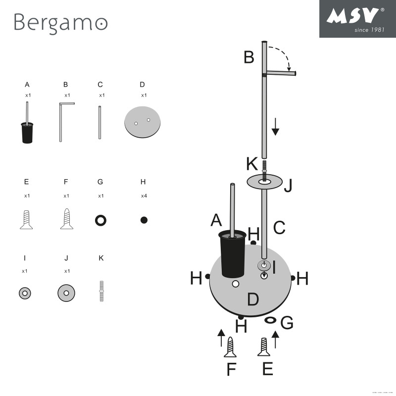 MSV Combiné Wc Inox & Verre Gris