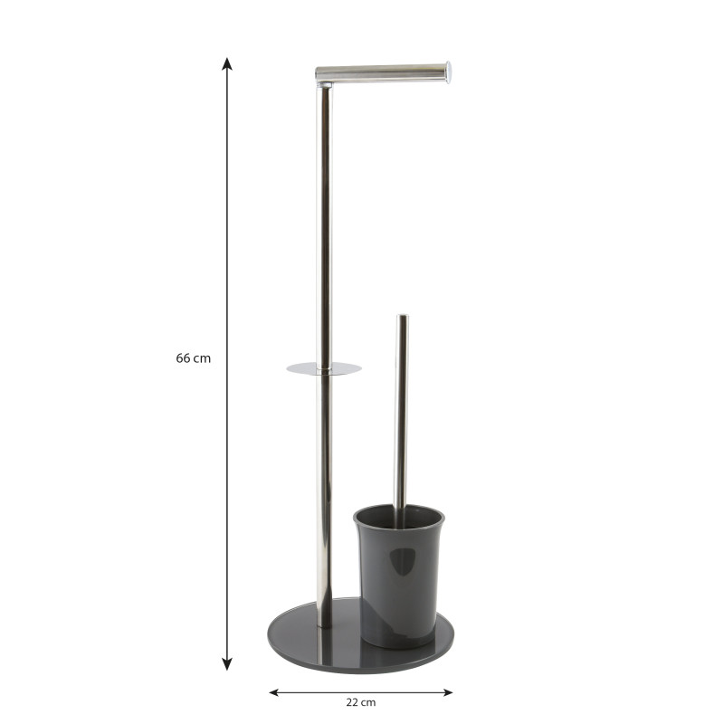 Portarollos escobillero  Combinado Acero Inoxidable Y Vidrio Gris MSV