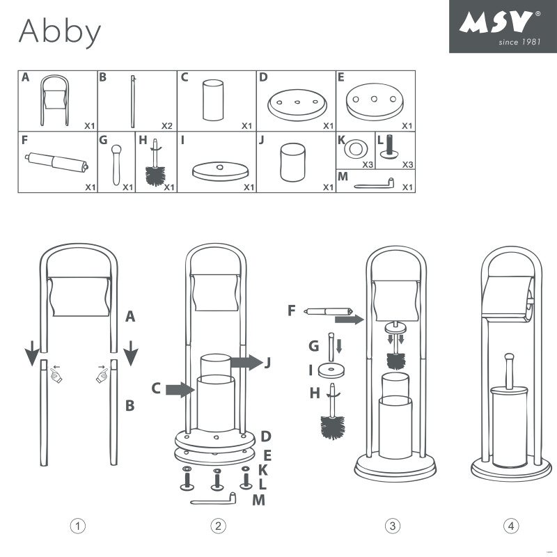 Combiné Wc ABBY Acier Noir MSV