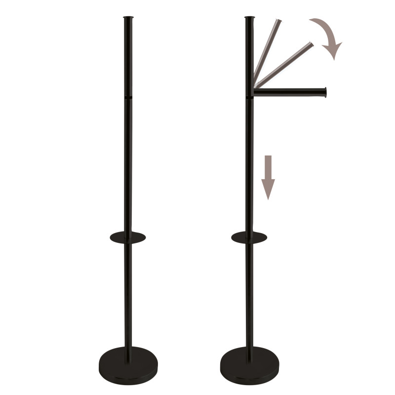 Porte Rouleau Papier Wc sur pied avec system reserve top tournable sur socle Acier Noir mat MSV