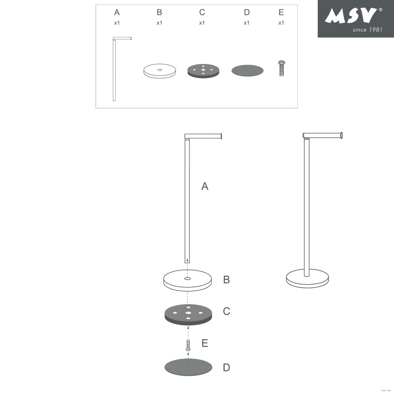 Porte Rouleau papier Wc sur pied Acier Or MSV