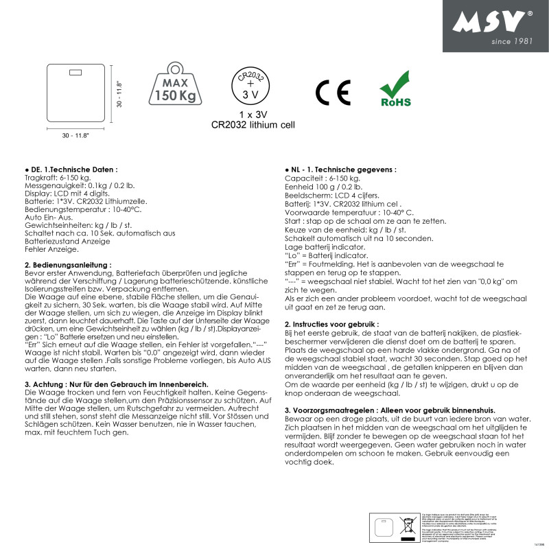 Pèse Personne Verre  Blanc MSV