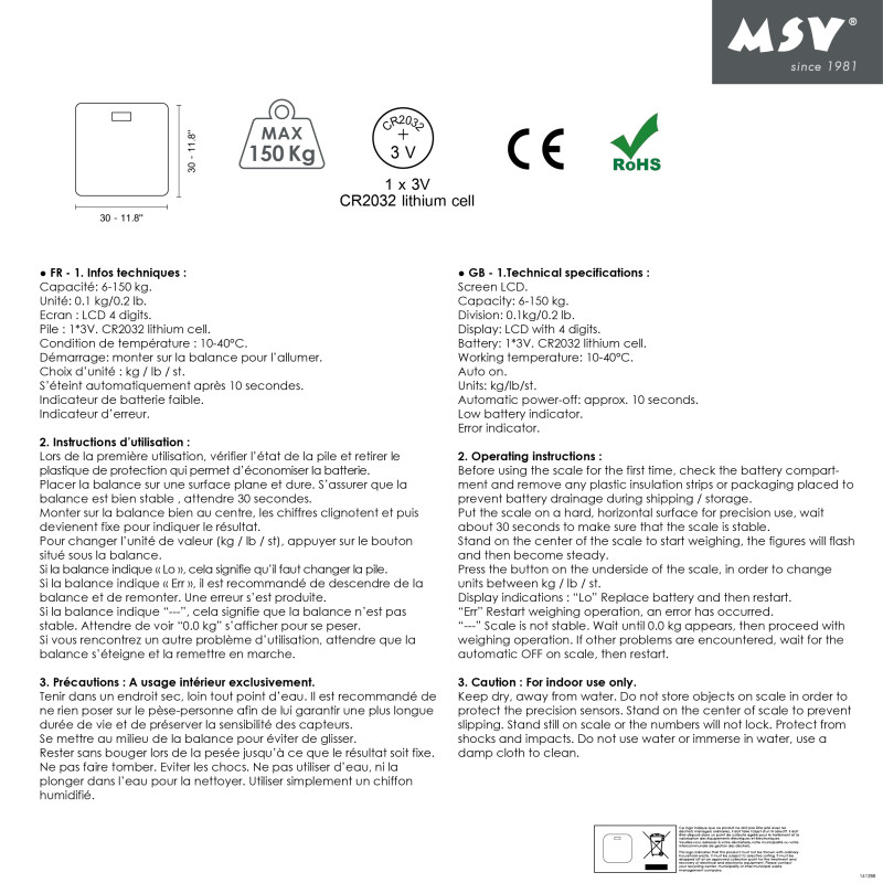 Pèse Personne Verre Violet MSV