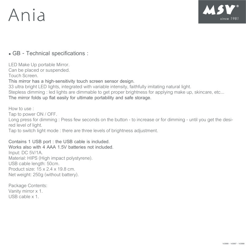 Miroir Lumineux à  Led ANIA Blanc mat MSV