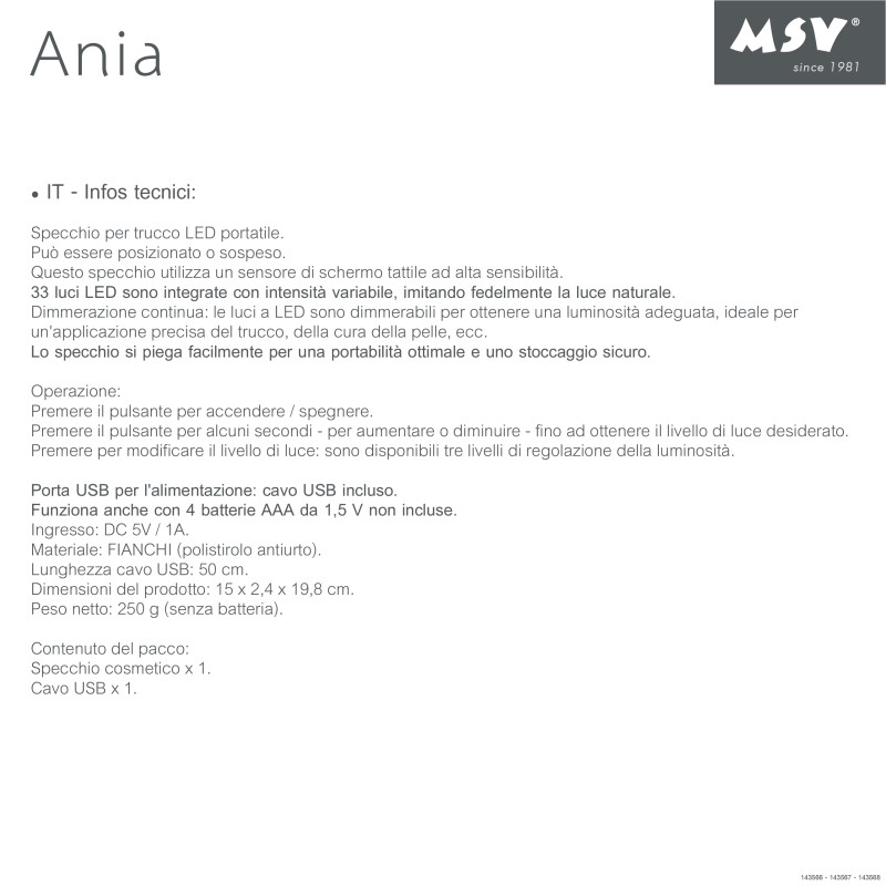 Miroir Lumineux à  Led ANIA Blanc mat MSV