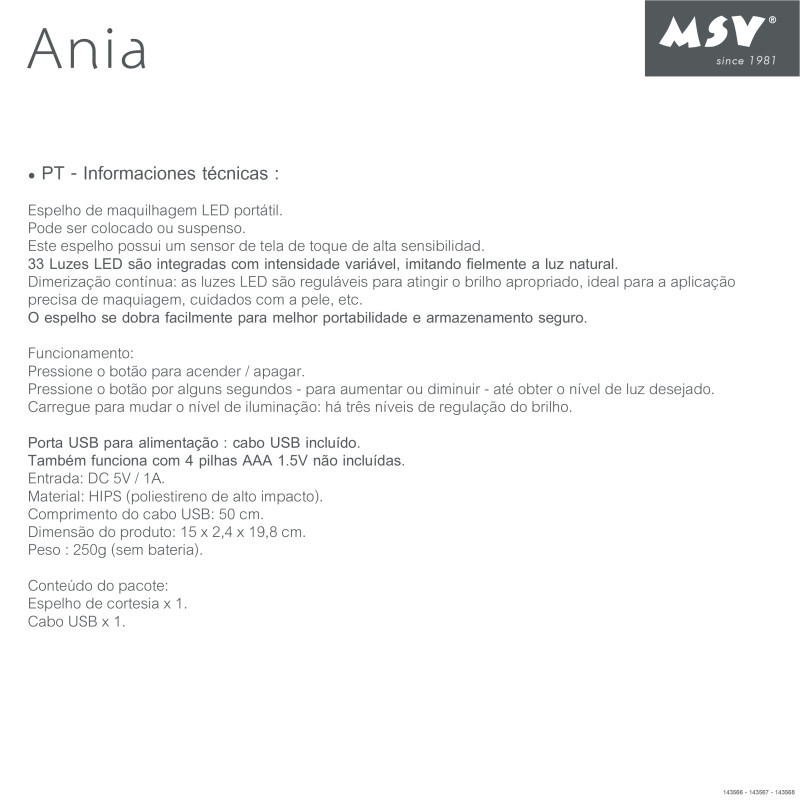 Miroir Lumineux à  Led ANIA Taupe mat MSV