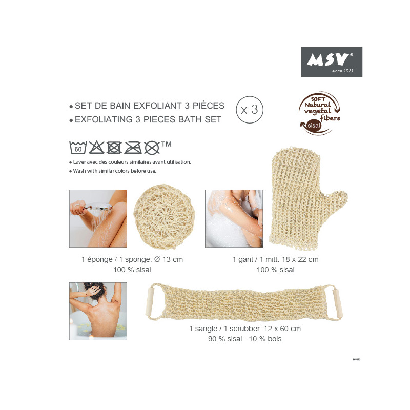 Set de bain exfoliant 3 pièces MSV