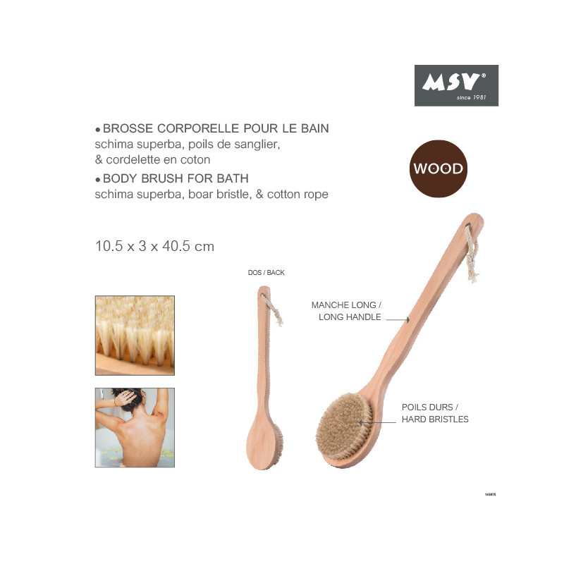 Brosse de bain en bois exfoliante MSV