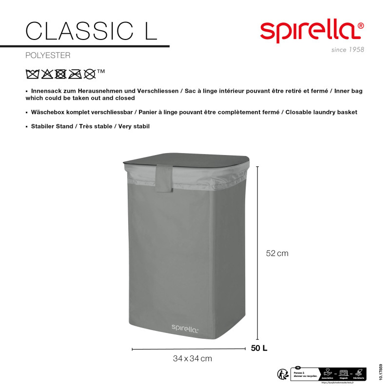 Panier à  linge CLASSIC L 50L Gris Spirella