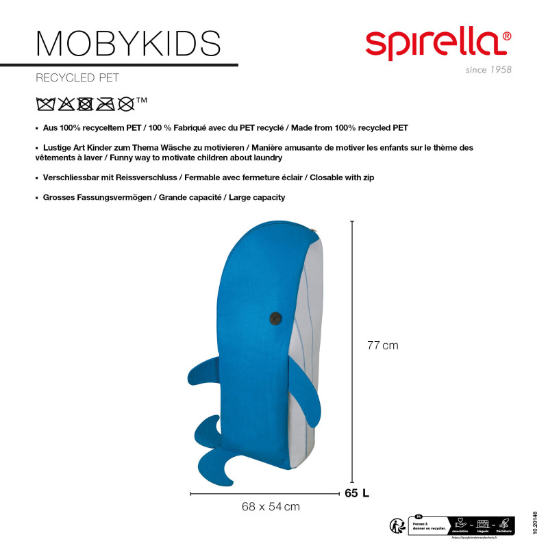 Panier à  linge MOBYKIDS 65L Bleu Spirella