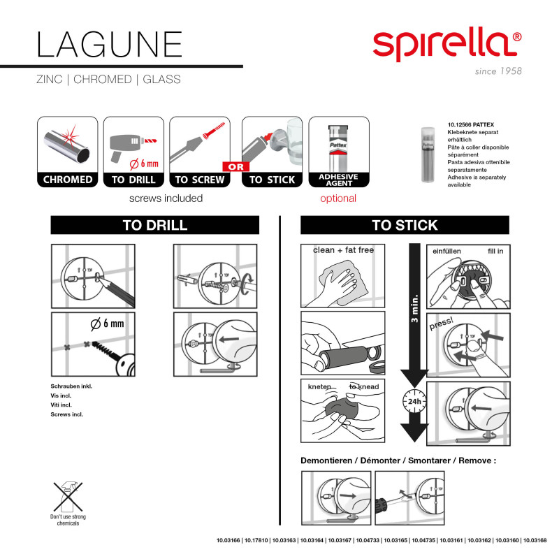 Tumbler to fix Glass & Steel LAGUNE Transparent Chrome Spirella