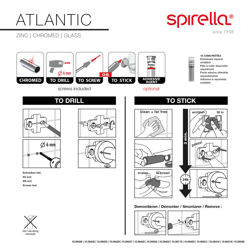 Gobelet à  fixer Verre & Acier Chromé ATLANTIC Transparent Spirella