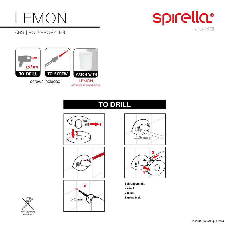 Porte serviettes mural incurvé en Aluminium LEMON Blanc Spirella