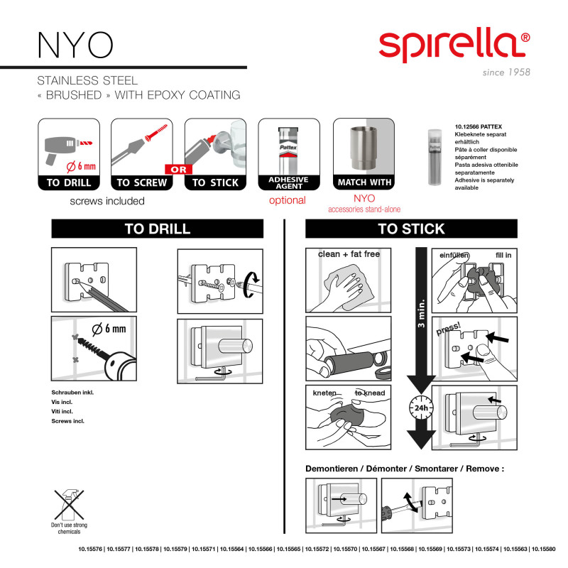 Clip-on tumbler Chrome-plated stainless steel NYO Gray Spirella