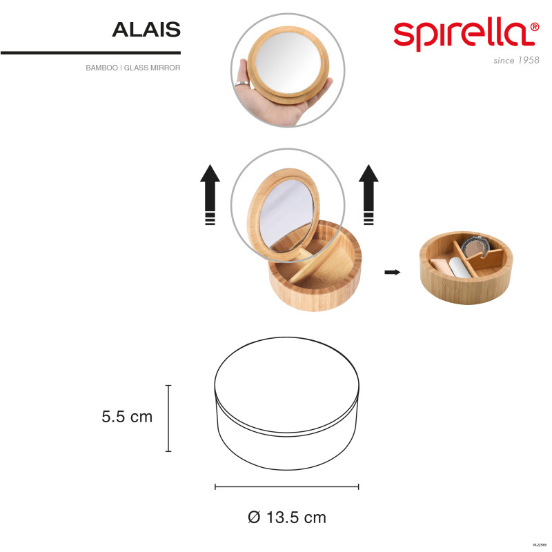 Miroir & Boà®te à bijoux Bambou ovale ALAIS Spirella