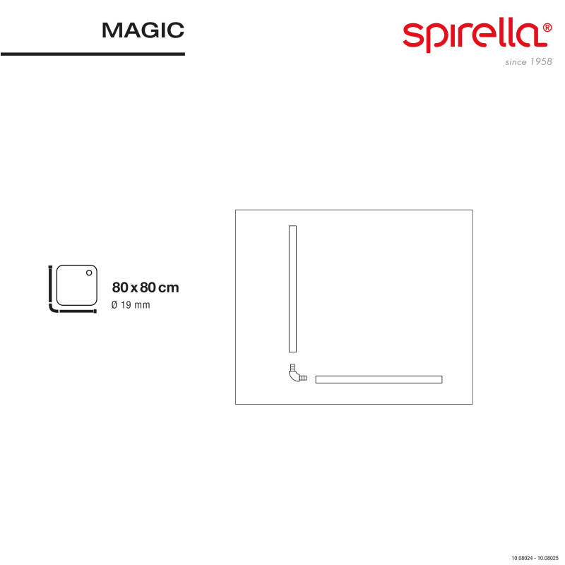 Barre tringle pour rideau de douche d'angle à  fixer en Alu MAGIC 80x80cm Blanc Spirella