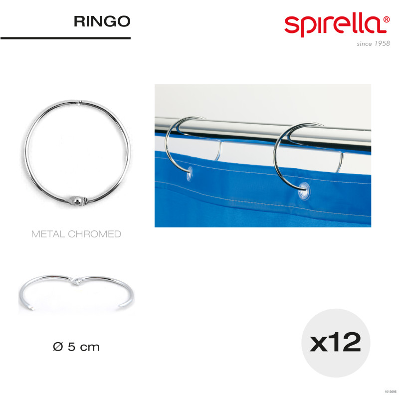 Juego de 12 anillas para cortina de ducha RINGO cromadas Spirella