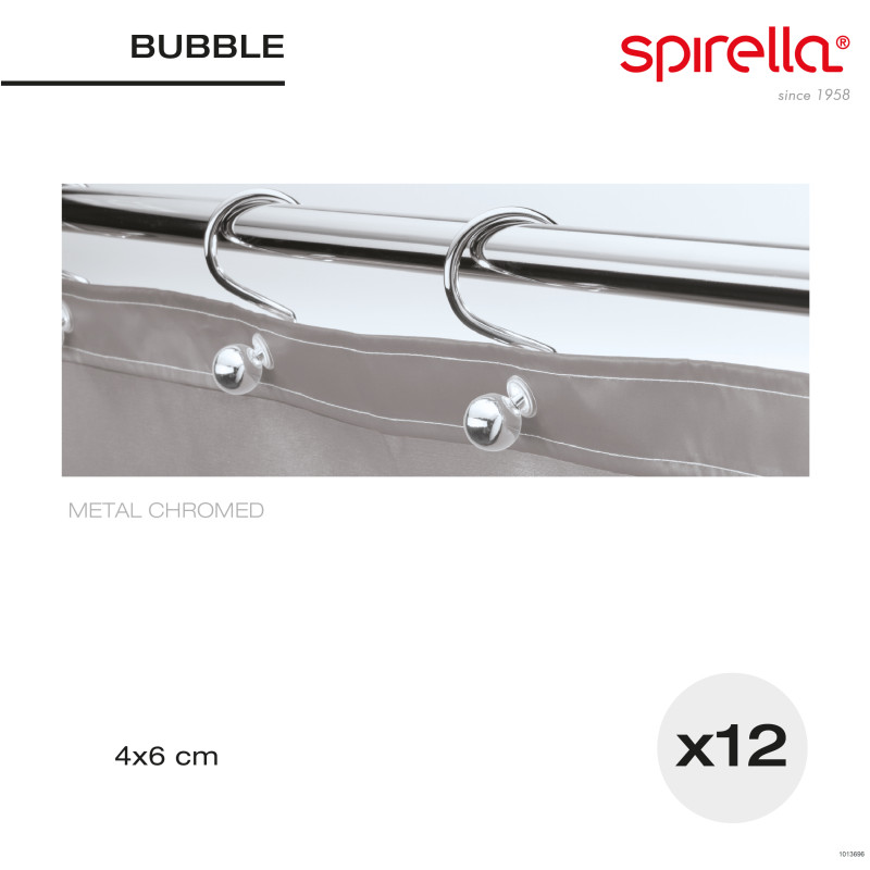 Spirella 12er Set Duschvorhangringe BUBBLE Chrom