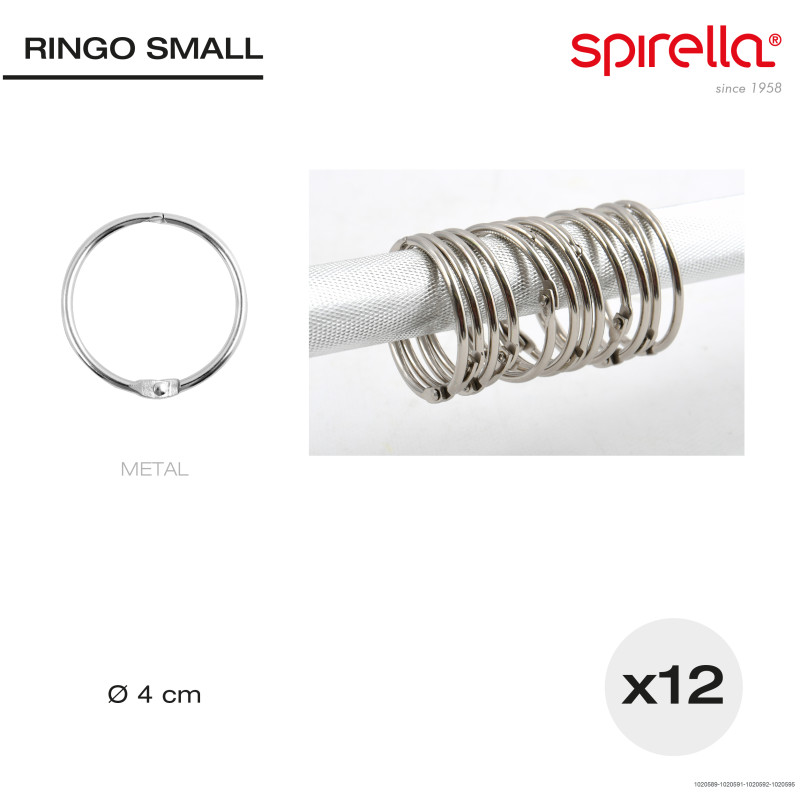 Lot de 12 anneaux pour rideaux de douche RINGO SMALL Brossé Spirella