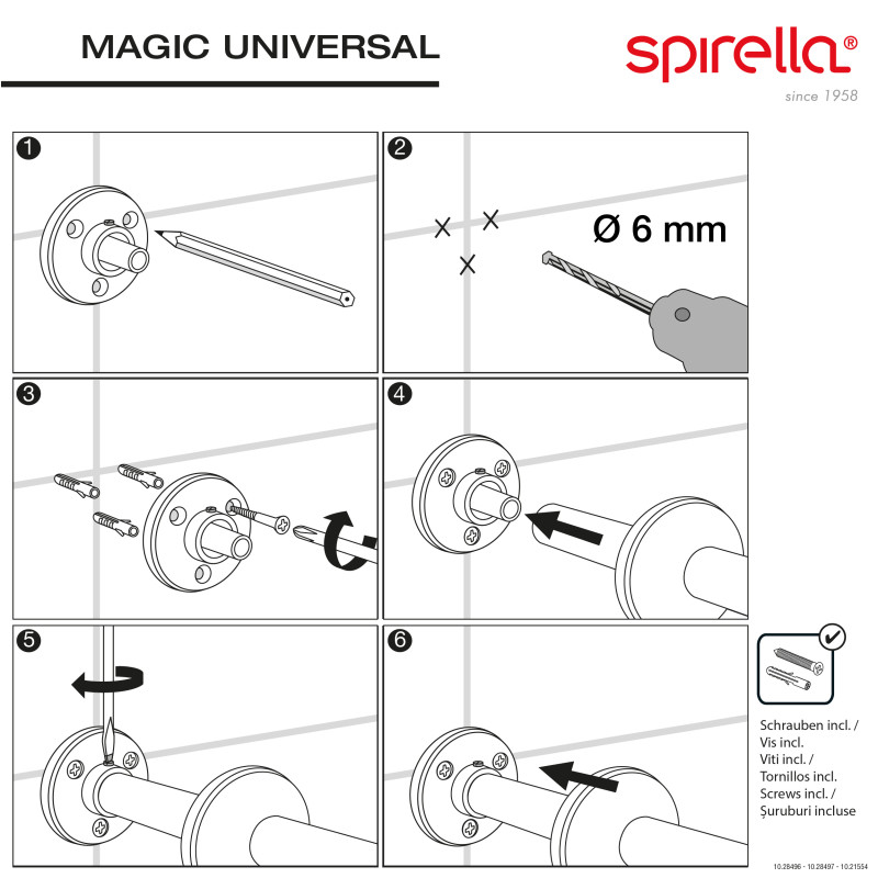 Barra asta per tenda doccia angolare componibile da fissare in Alluminio MAGIC UNIVERSAL Spirella Nero opaco