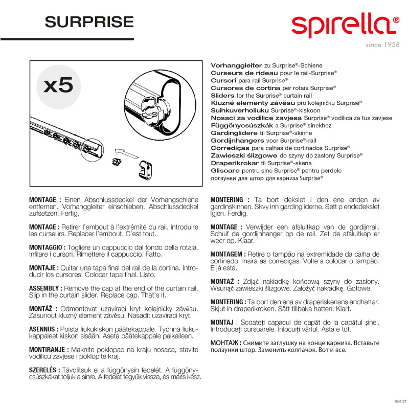 Set of 5 sliders for SURPRISE Spirella bar