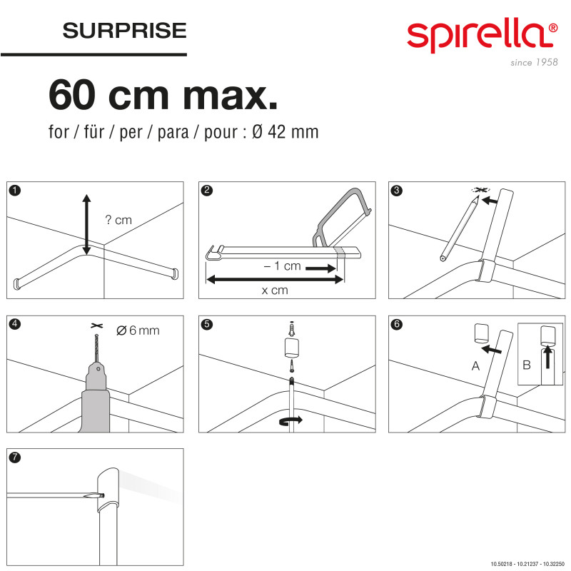 Barre support de plafond Blanche pour barre modèle Surprise Spirella