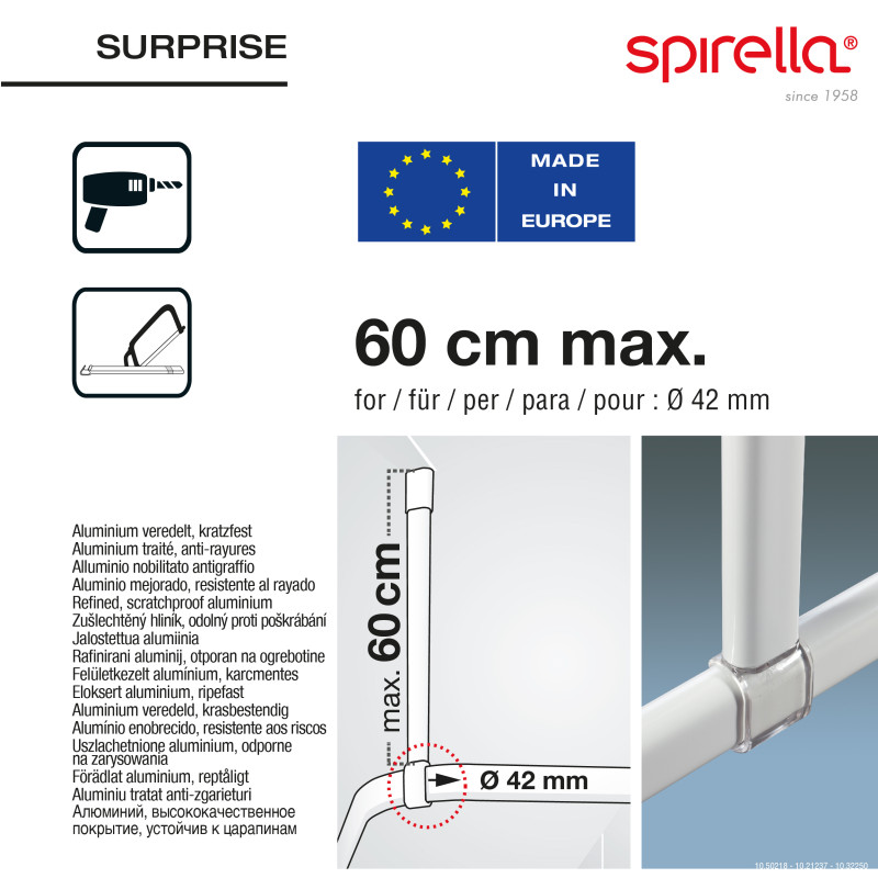 Barre support de plafond Blanche pour barre modèle Surprise Spirella