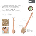 Brosse de bain en bois exfoliante avec manche long MSV