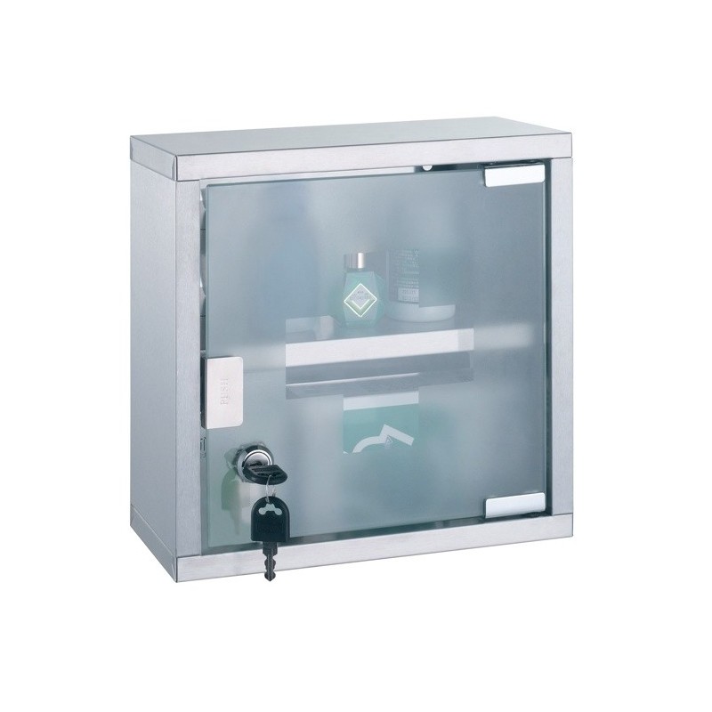 MSV Medicine cabinet with key in Steel & Glass MSV