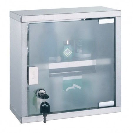 MSV Medicine cabinet with key in Steel & Glass MSV