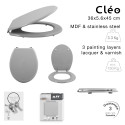 Asiento WC CLÉO MDF gris - Bisagras acero inoxidable MSV