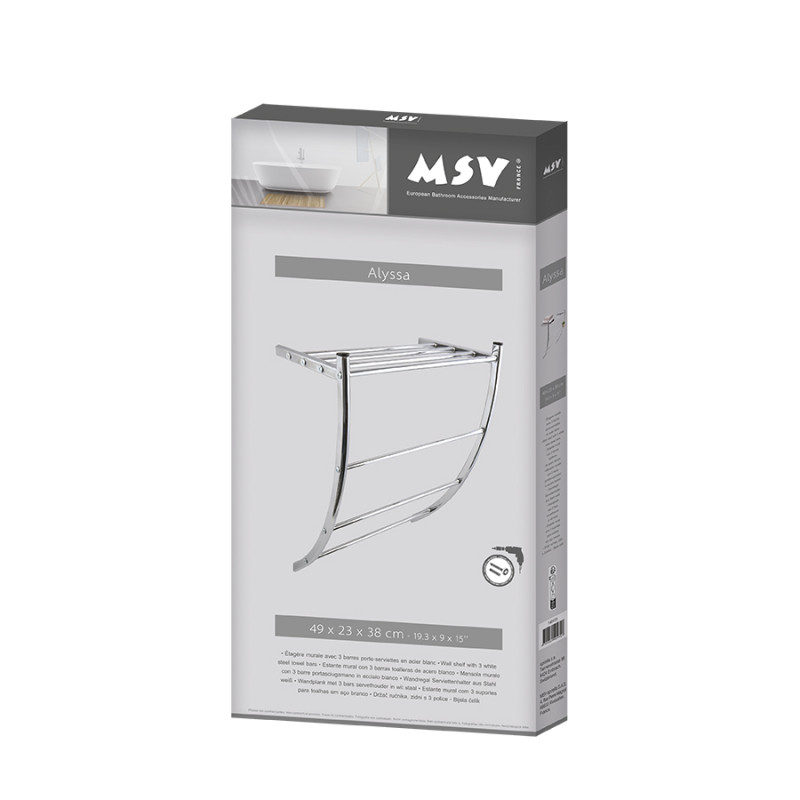 Porte serviettes & étagère murale en Acier chromé MSV