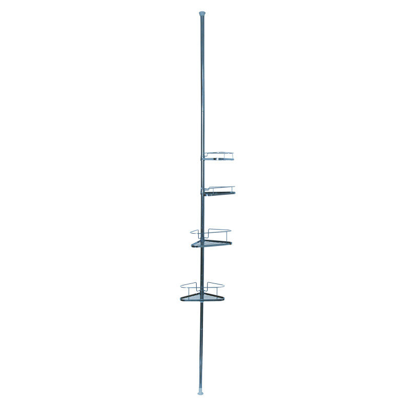 Self-supporting corner shower shelf 145-250cm telescopic chrome steel - without drilling - 4 shelves MSV