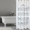 MSV Tenda doccia VIVALDI in poliestere 180x200 cm QUALITÀ PREMIUM Bianco e nero - Anelli inclusi MSV