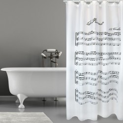 MSV Duschvorhang VIVALDI Polyester- 180 x 200 cm PREMIUM QUALITÄT Schwarz & Weiß  Ringe inklusive MSV