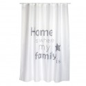 MSV Duschvorhang HOME Polyester- 180 x 200 cm PREMIUM QUALITÄT Grau & Weiß  Ringe inklusive MSV