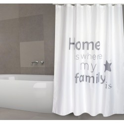 MSV Tenda doccia HOME in poliestere 180x200 cm QUALITÀ PREMIUM Grigio e bianco - Anelli inclusi MSV