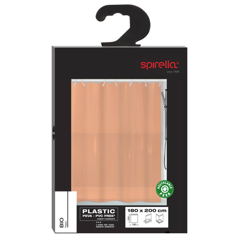 PEVA shower curtain BIO 180x200cm Spirella Peach