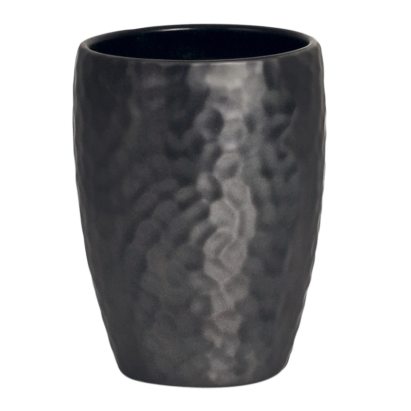Bicchiere in ceramica DARWIN HAMMERED Nero Spirella