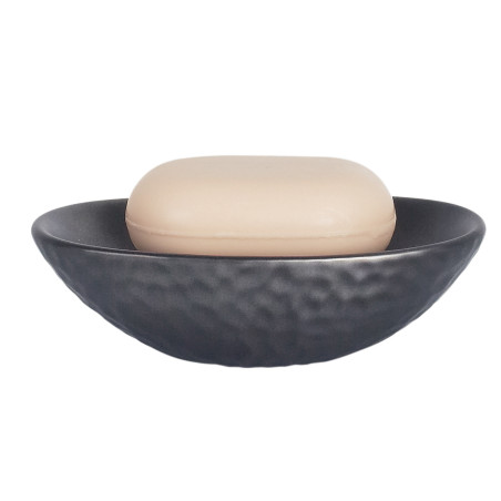 Porte savon Céramique DARWIN HAMMERED Noir Spirella