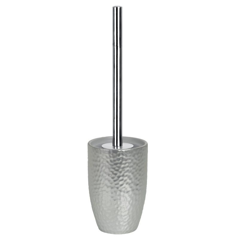 Escobillero con soporte cerámico DARWIN HAMMERED Plateado Spirella