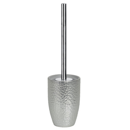 Escobillero con soporte cerámico DARWIN HAMMERED Plateado Spirella