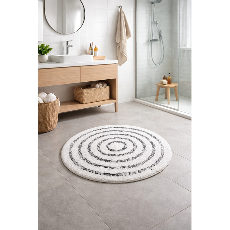 SATURN Tappetino da bagno in cotone 60x60 cm Spirella bianco e nero