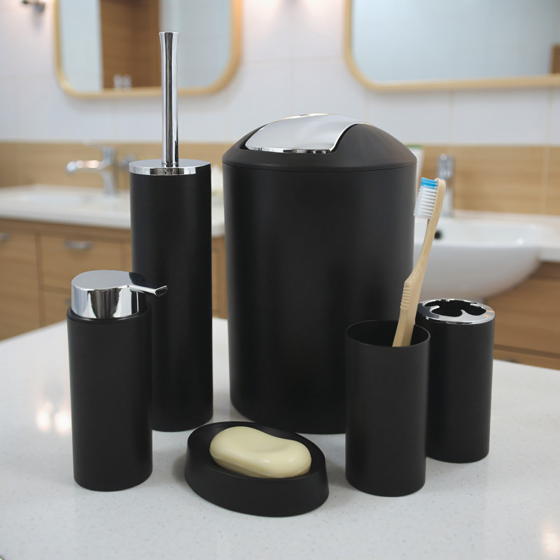 Set de 6 accesorios PP HANNAH 6 piezas Negro mate MSV